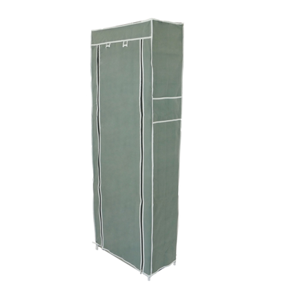 Armario Ropero Y Zapatero De Tela Desmontable 60 X 30 X 160 Cm Gris Con Puerta Enrollable_0