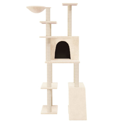 Rascador Para Gatos Con Postes De Sisal Crema 166 Cm_2