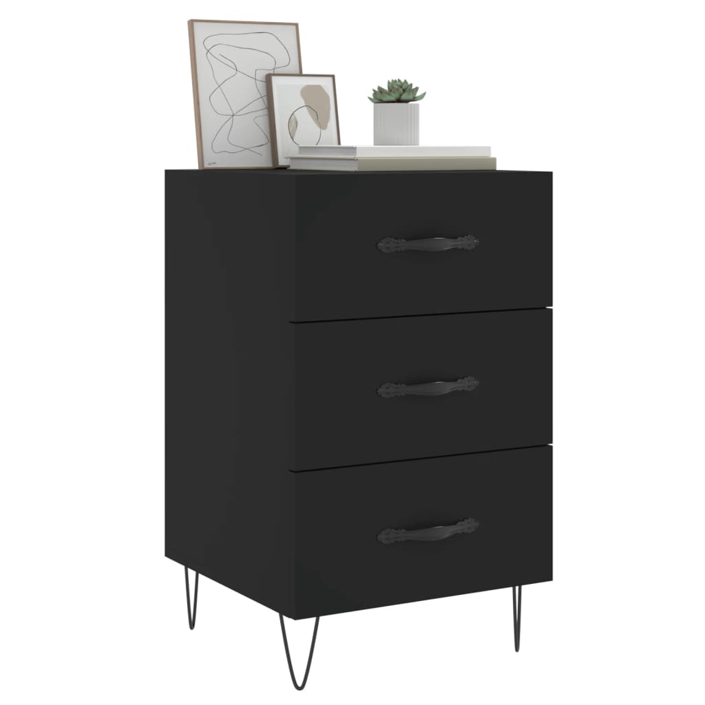 Mesita De Noche Madera De Ingeniería Negro 40x40x66 Cm_1