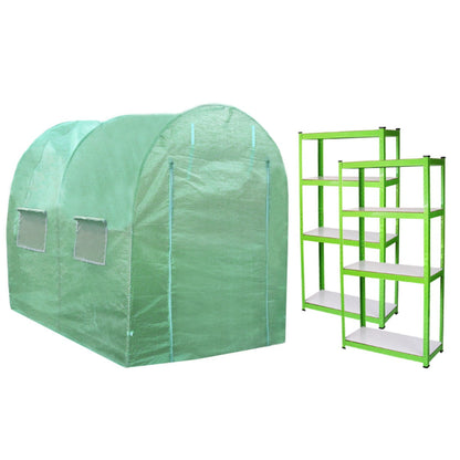 Invernadero Politúnel Con Estantería Galvanizada De Jardín Carpa De Cultivo 25mm 4 X 2m_0