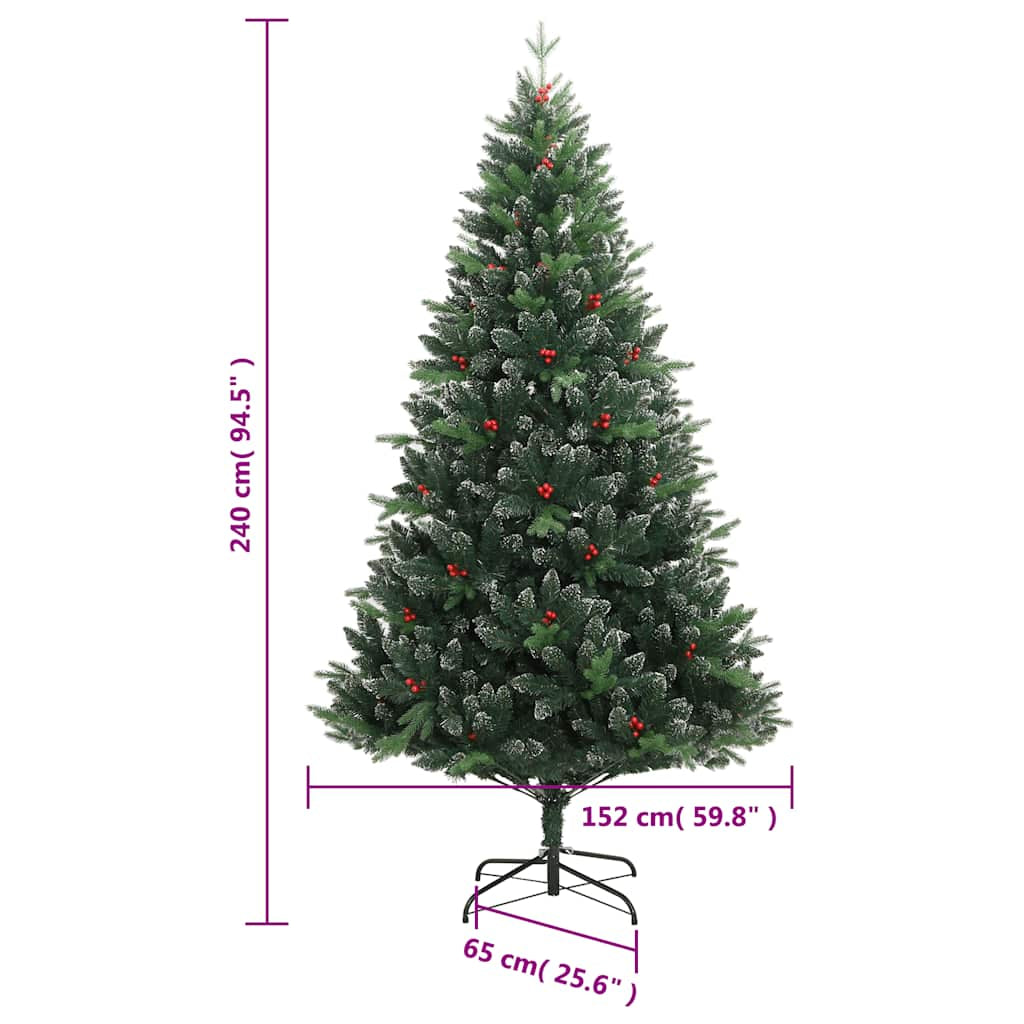 Vidaxl Árbol De Navidad Artificial Con Bisagras 300 Led Y Bolas 240 Cm_2