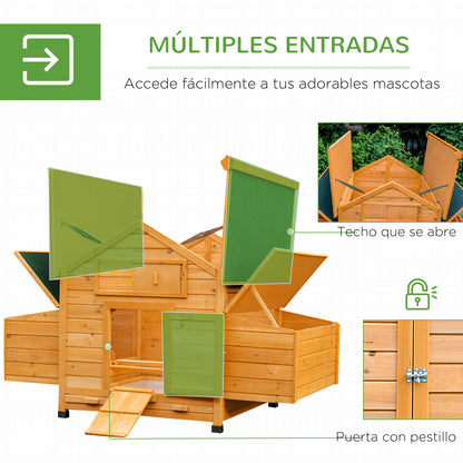 Pawhut Conjunto De 1 Gallinero De Madera Y 1 Gallinero Para Exterior De Acero_5