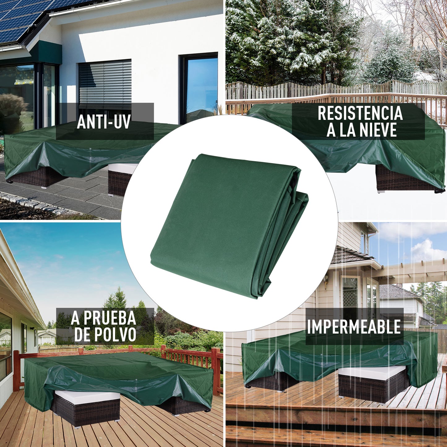 Outsunny Funda Para Muebles De Jardín 245x165x55 Cm Con Ojales De Aluminio_5