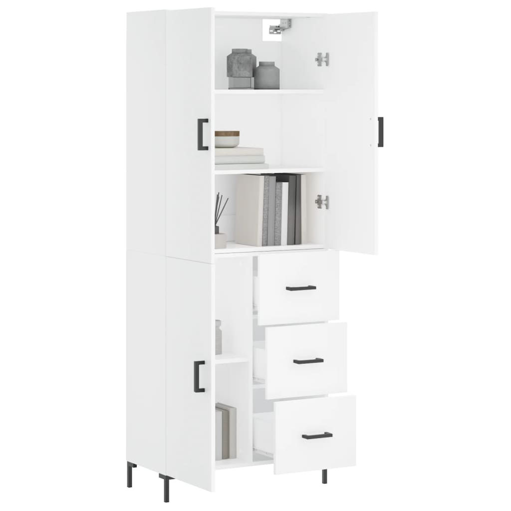 Aparador Alto Madera Contrachapada Blanco 69,5x34x180 Cm_2