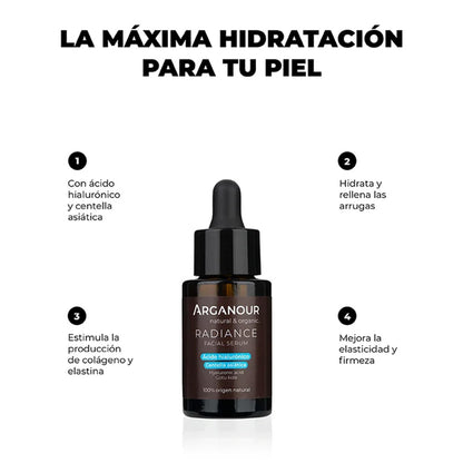 Sérum Facial Radiance Ácido Hialurónico e Centelha Asiática 30ml Arganour
