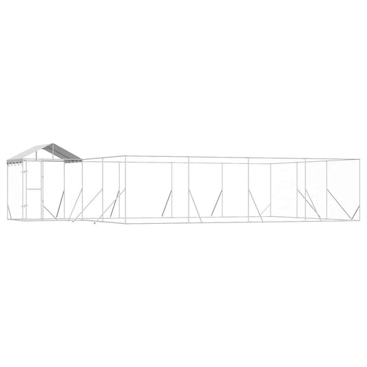 Perrera De Exterior Con Toldo Acero Galvanizado Plata 10x6x2,5m_0