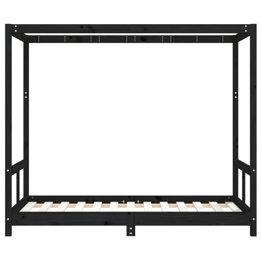 Vidaxl Estructura De Cama Para Niños Madera De Pino Negro 80x160 Cm_3