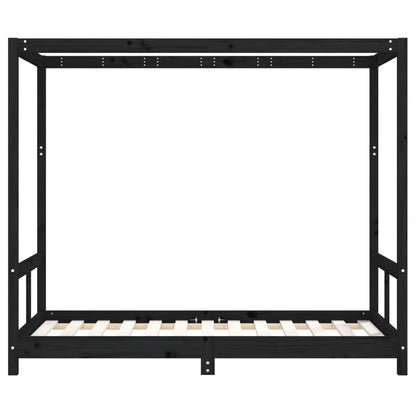 Vidaxl Estructura De Cama Para Niños Madera De Pino Negro 80x160 Cm_3