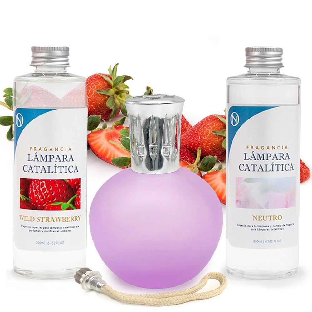 Pack Ahorro Lámpara Catalítica Fucsia Mate + Fragancia Wild Strawberry 200ml + Limpiador Neutro 200ml + Mecha Repuesto_0