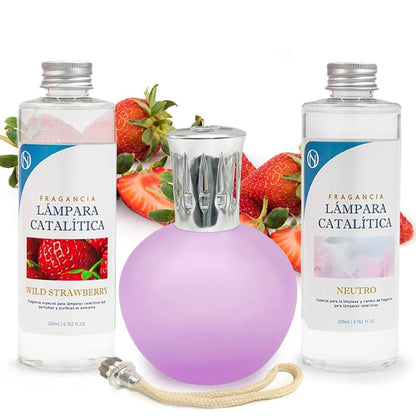 Pack Ahorro Lámpara Catalítica Fucsia Mate + Fragancia Wild Strawberry 200ml + Limpiador Neutro 200ml + Mecha Repuesto_0