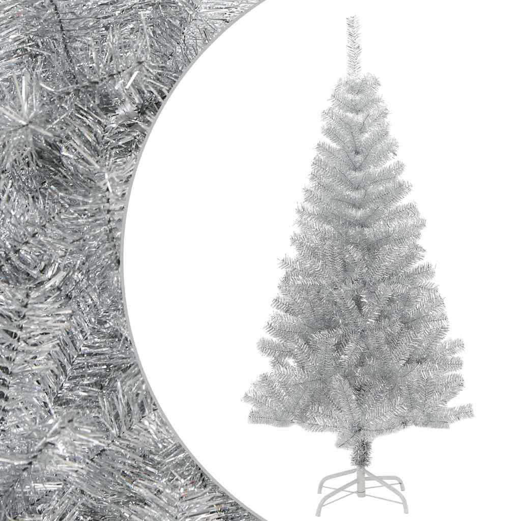 Vidaxl Árbol De Navidad Artificial Con Soporte Pet Plateado 150 Cm_0