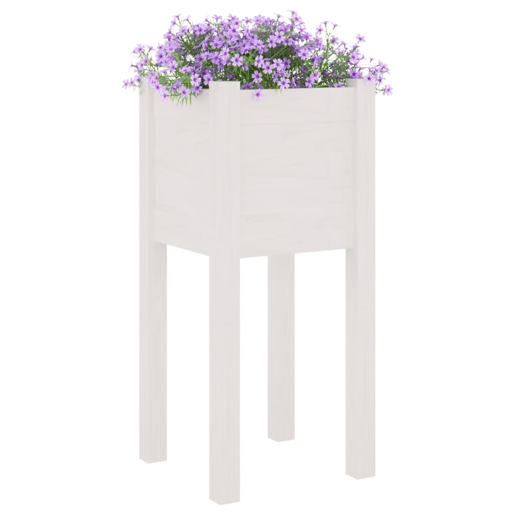 Jardineras 2 Uds Madera Maciza De Pino Blanco 31x31x70 Cm_2