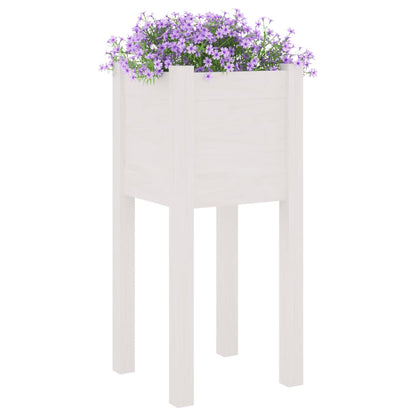 Jardineras 2 Uds Madera Maciza De Pino Blanco 31x31x70 Cm_2