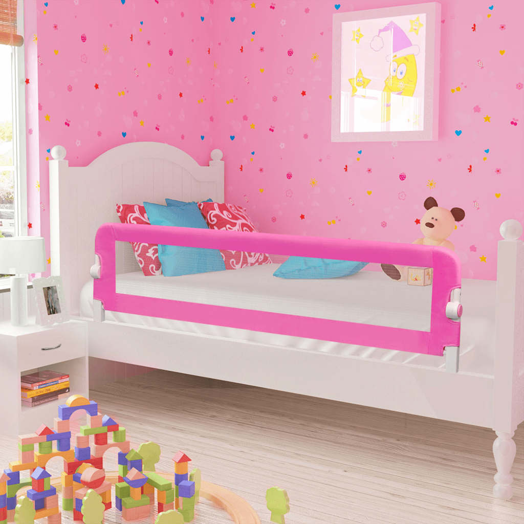 Barandilla De Seguridad Cama De Niño 2 Uds Rosa 150x42 Cm_1