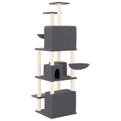 Vidaxl Rascador Para Gatos Con Postes De Sisal Gris Oscuro 180 Cm_4