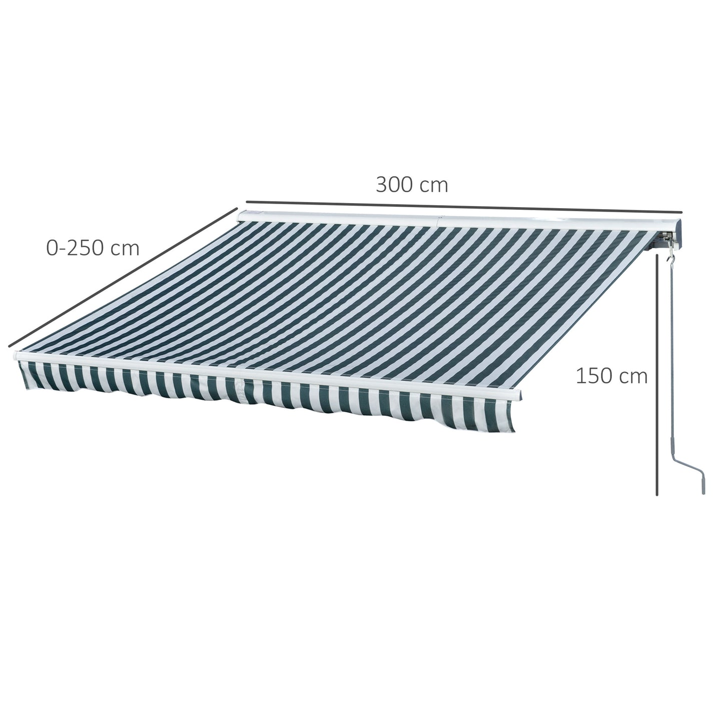 Outsunny Toldo Eléctrico Retráctil Con Función Manual 300x250 Cm Ventanas Verde_2