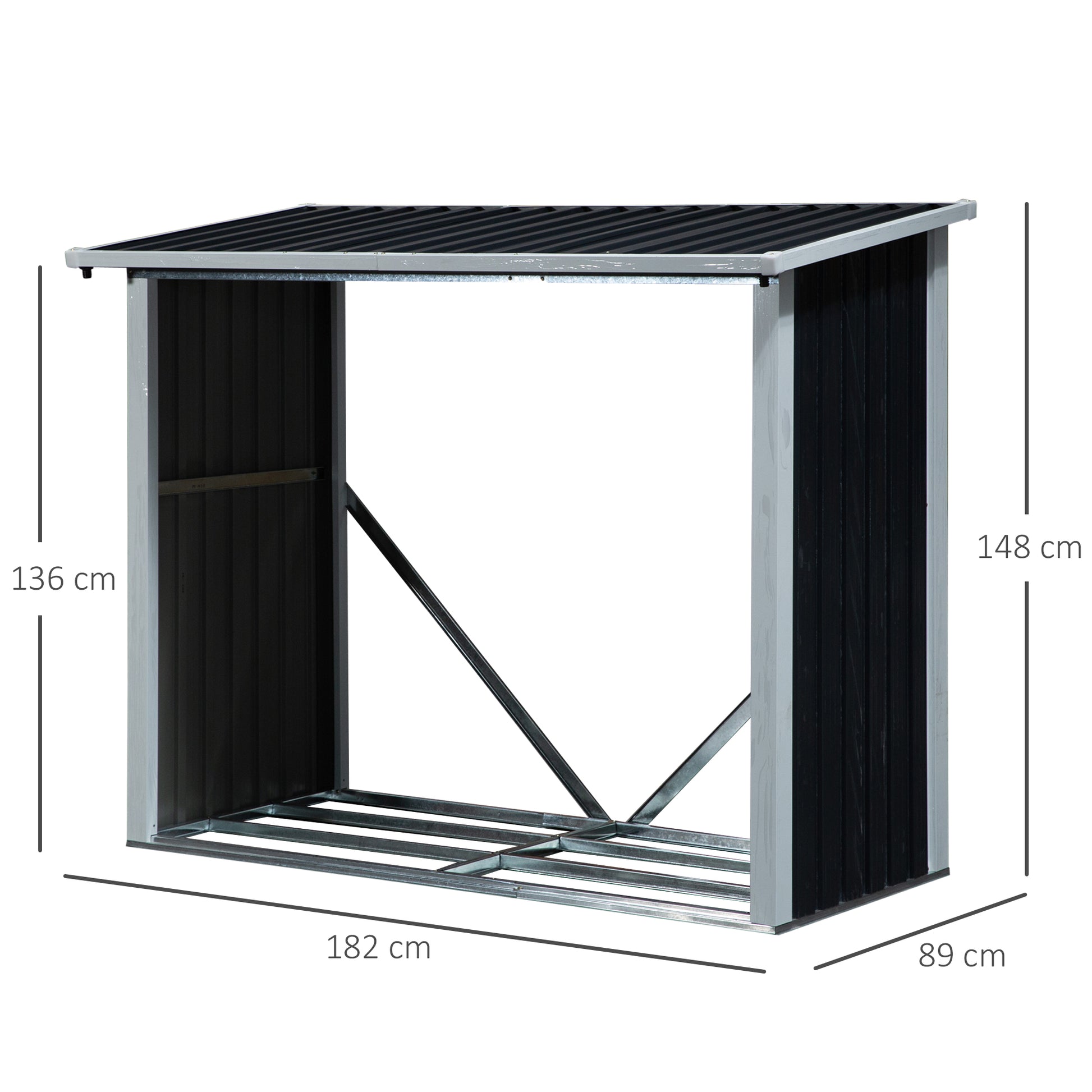 Outsunny Casetilla Para Leña De Acero Galvanizado Para Jardín Exterior_2