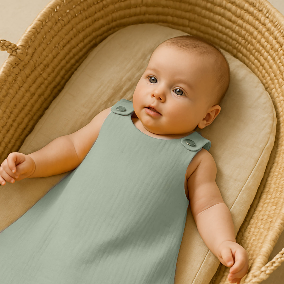 Saco De Dormir De Verano De Algodón Orgánico Verde_4