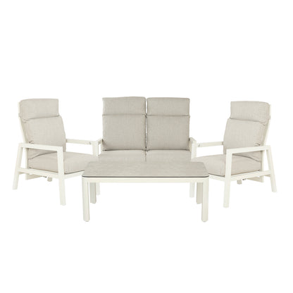Conjunto De Sofás Para Jardín, Sofá 2 Plazas, Aluminio, Color Blanco Envejecido, Mesa:120x60x45cm Sillón:66x83x104 Cm Sofá:125x82x105 Cm Alto_0