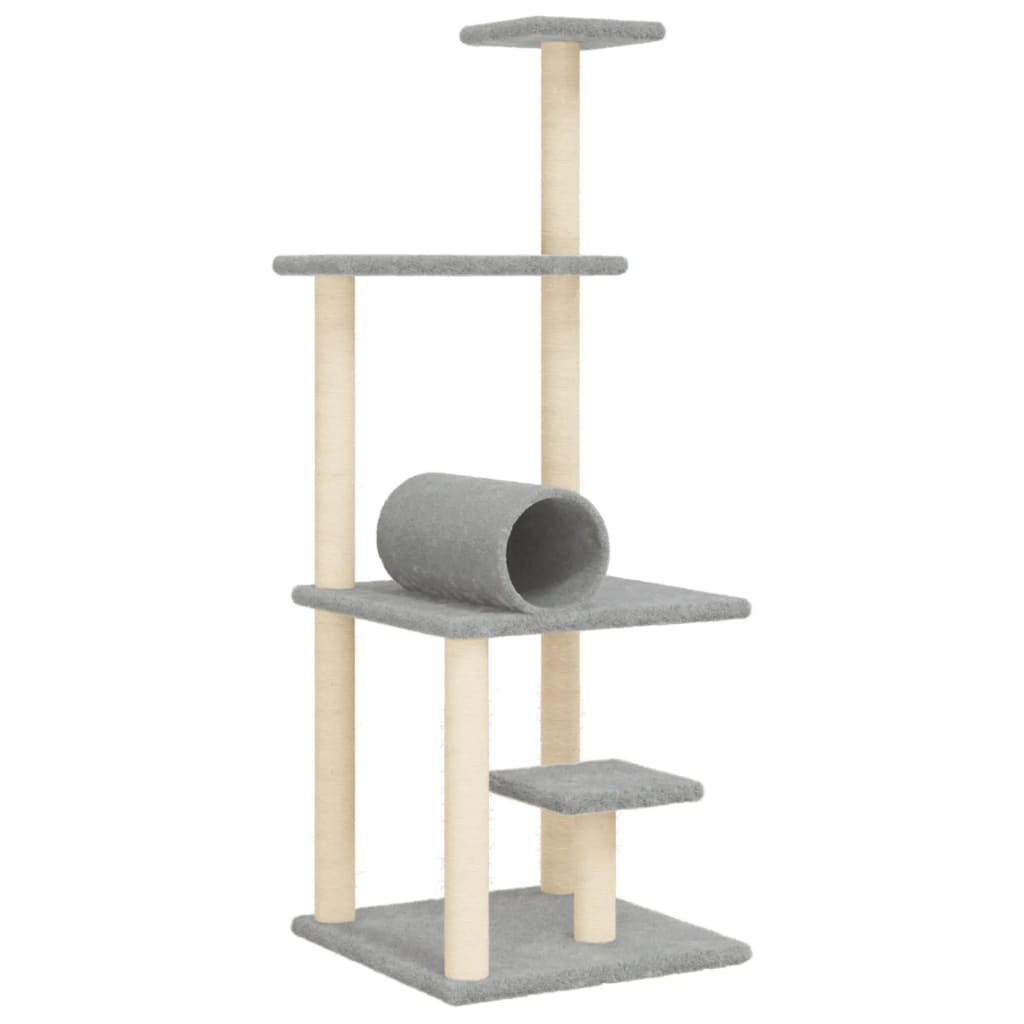 Vidaxl Rascador Para Gatos Con Postes De Sisal Gris Claro 136 Cm_0