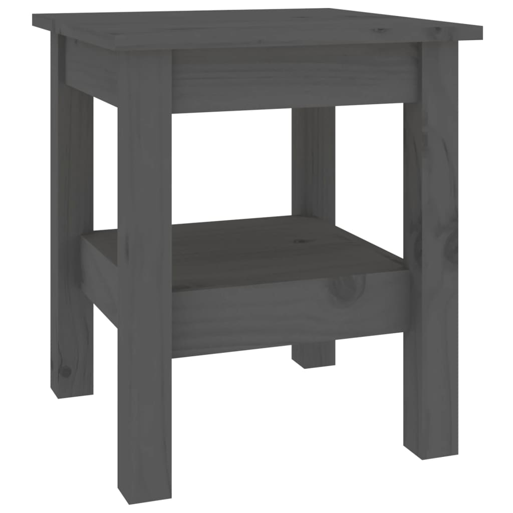 Mesa De Centro De Madera Maciza De Pino Gris 35x35x40 Cm_0