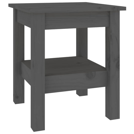 Mesa De Centro De Madera Maciza De Pino Gris 35x35x40 Cm_0