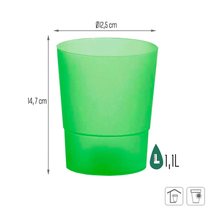 Maceta Coubi Orchid 1,1l., Dimensiones (mm) 125x125x147, Color Verde Opaco