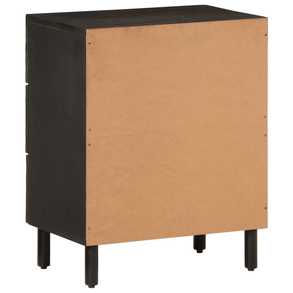 Mesita De Noche Madera Maciza De Mango Negra 50x33x60 Cm_3
