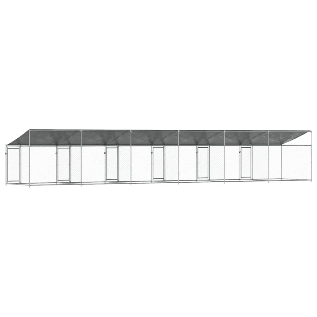 Jaula De Perros Techo Y Puertas Acero Galvanizado Gris 12x2x2 M_5