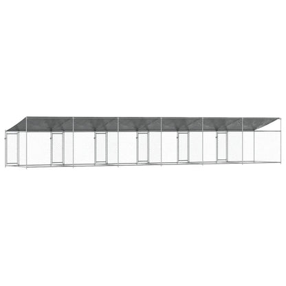 Jaula De Perros Techo Y Puertas Acero Galvanizado Gris 12x2x2 M_5