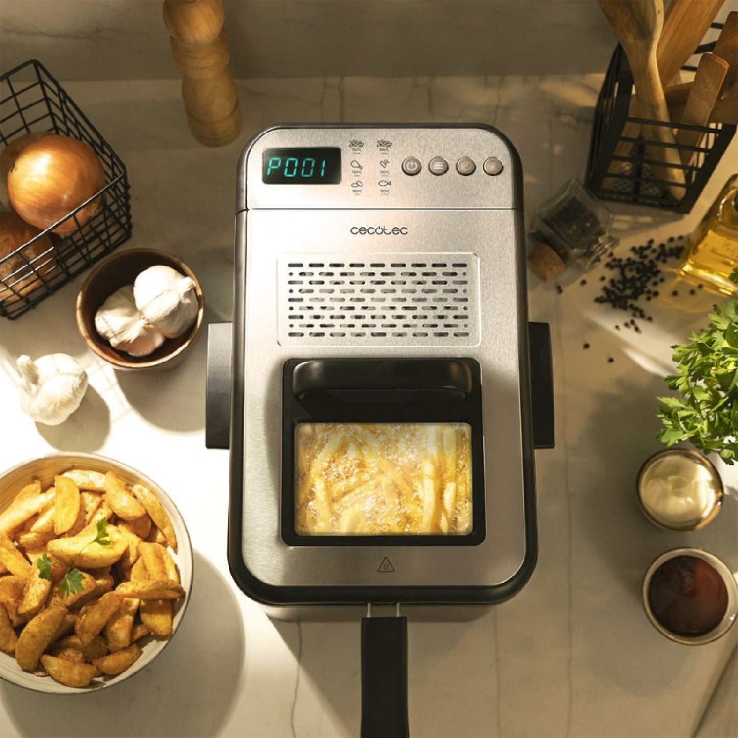 Freidora De Aceite Digital De 4,2 Litros Cleanfry Luxury 4000. 3270 W, Acero Inoxidable, 5 Programas Preestablecidos, Filtro Oilcleaner, Tapa Con Ve_4