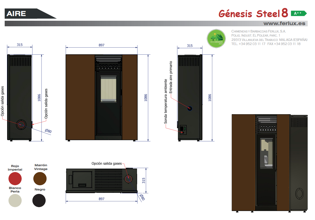 Bricosol Estufa De Pellets Genesis Steel 8 Negro De Ferlux_2