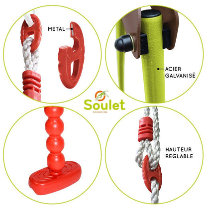 Balanço triplo de aço Soulet Malo com assento de gôndola