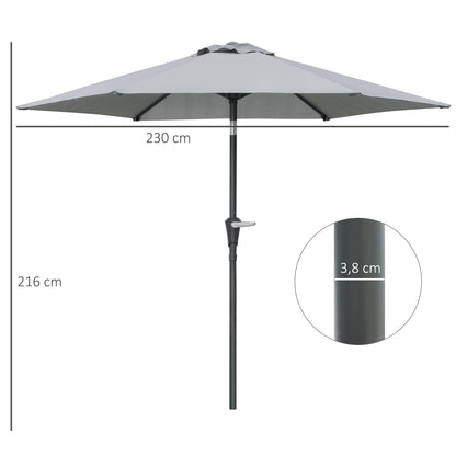 Outsunny Sombrilla Terraza Exterior Ø230 Cm Con Ángulo Ajustable Gris_2