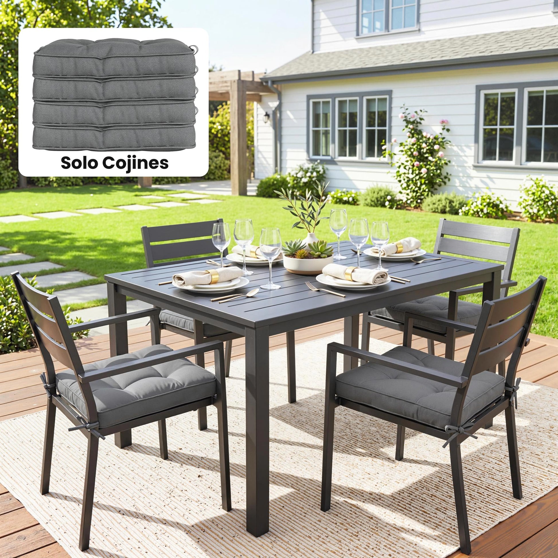 Outsunny Conjunto De Cojines Para Sillas De Comedor 42x42x5 Cm Gris Oscuro_4