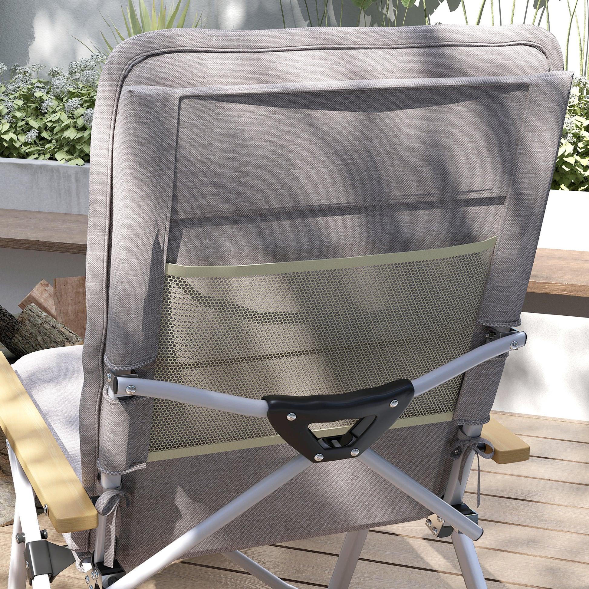 Outsunny 2 Sillas De Camping Plegables De Aluminio Con Respaldo Ajustable Gris_4