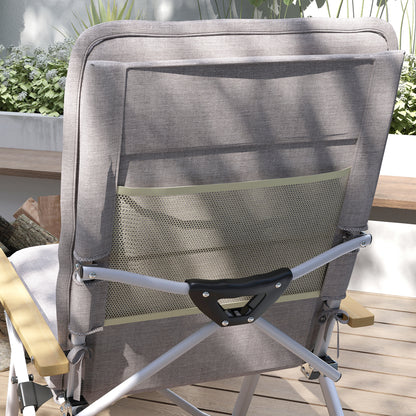 Outsunny 2 Sillas De Camping Plegables De Aluminio Con Respaldo Ajustable Gris_4