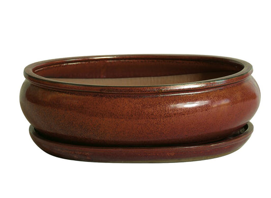 Tiesto Oval Rojo Rhea Con Plato 31x25x9cm_0