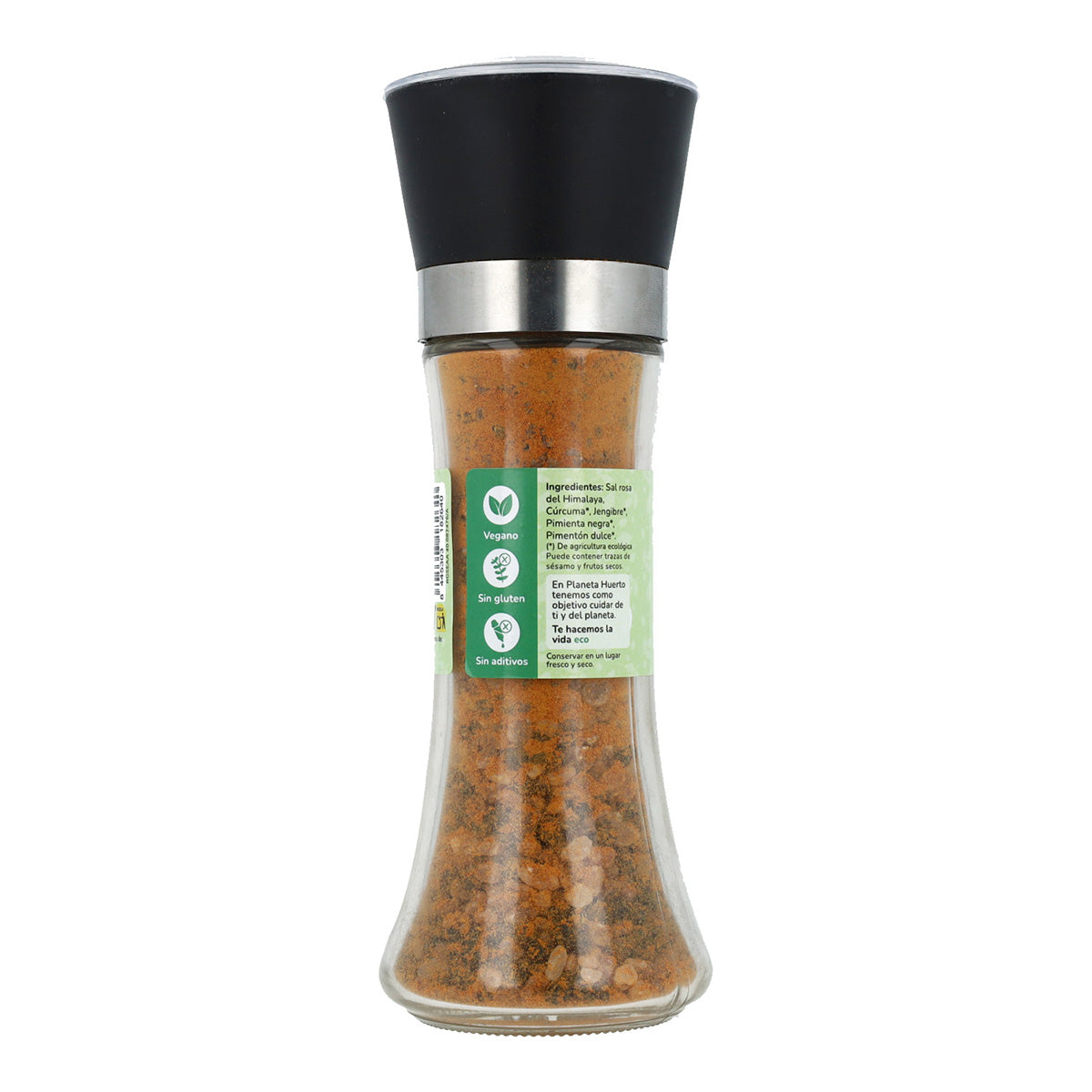 Moinho de Sal Rosa com Gengibre, Curcuma e Pimenta ECO Planeta Huerto 200g