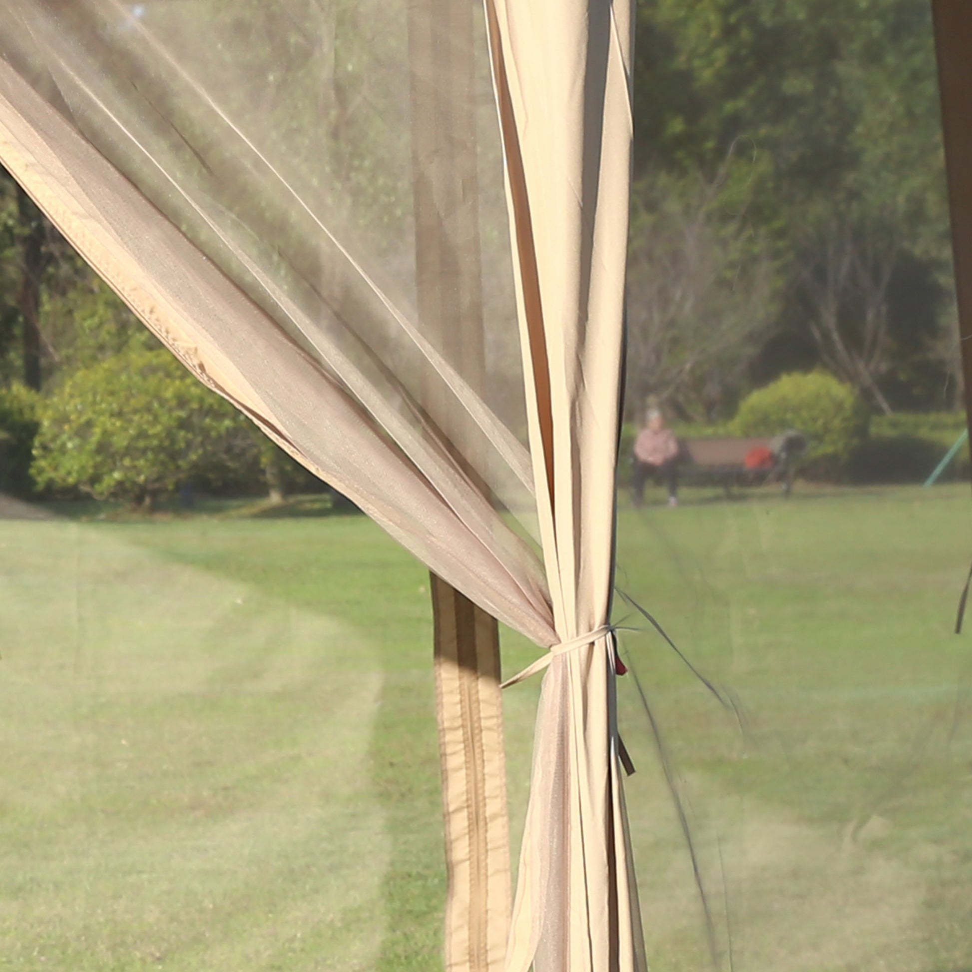 Outsunny Carpa Plegable 4,05x3,4x2,85 M Altura Ajustable Doble Techo Mosquiteras_3