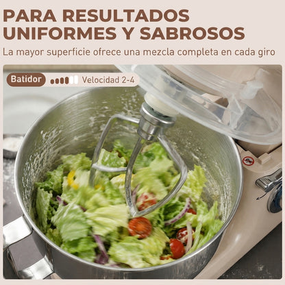 Homcom Batidora Amasadora 4,5l 1300w 6 Velocidades Beige_5