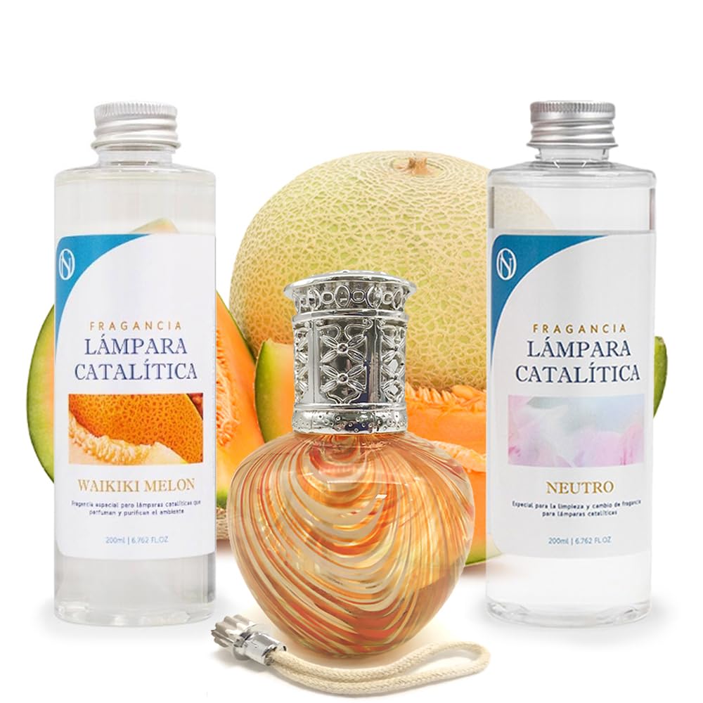 Pack Ahorro Lámpara Catalítica Orange Waves + Fragancia Waikiki Melon 200ml + Limpiador Neutro 200ml + Mecha Repuesto_0