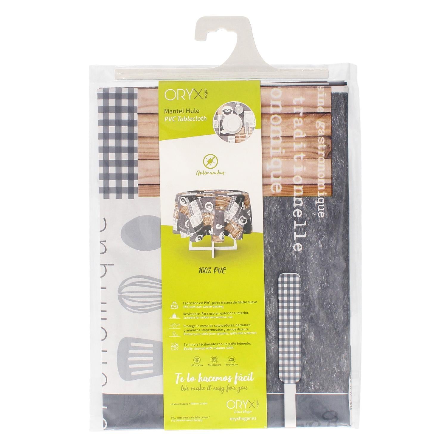 Mantel Hule Redondo Cuisin Impermeable Antimanchas Pvc Ø 140 Cm. Uso Interior Y Exterior