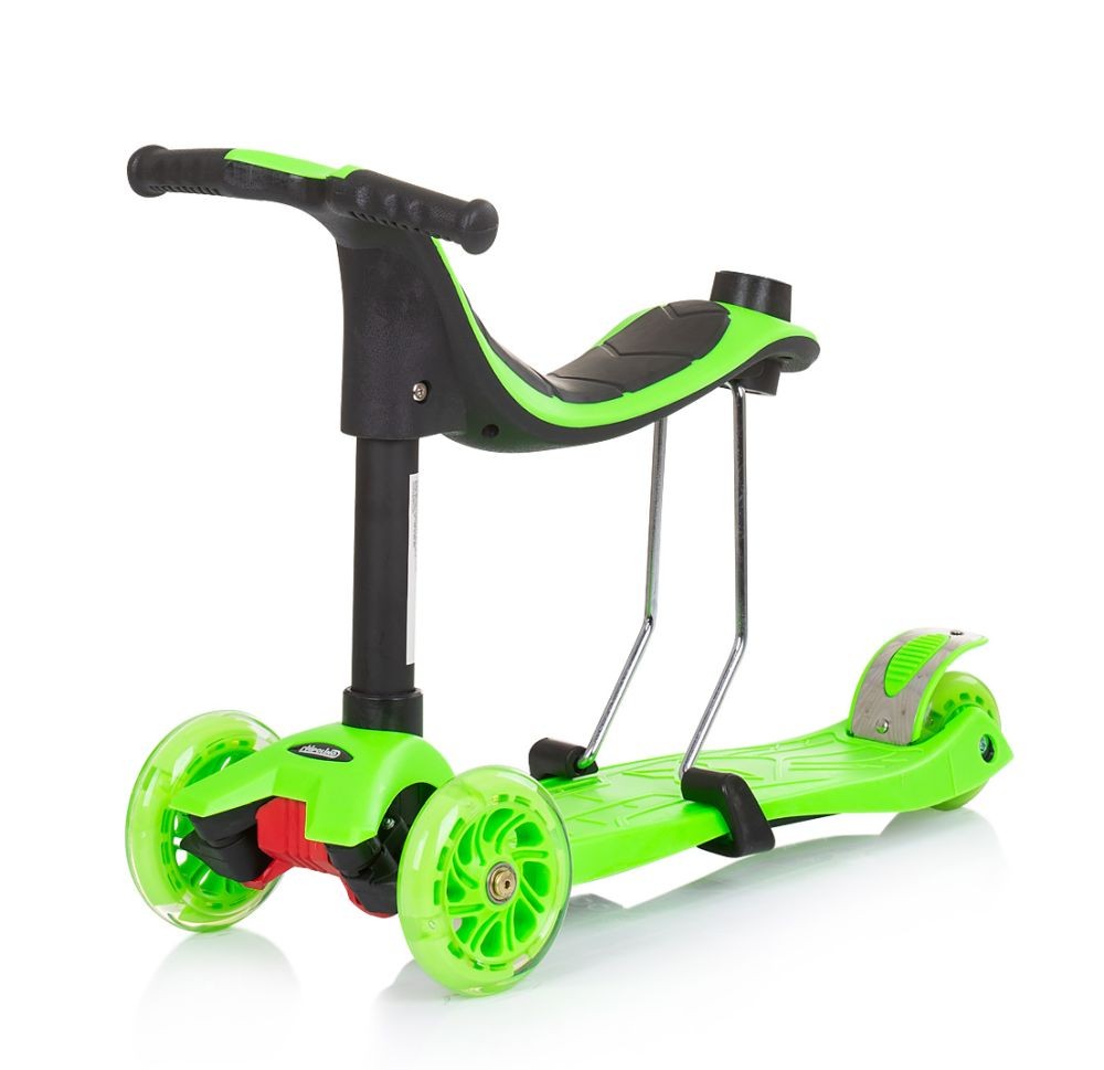 Patinete Infantil 3 En 1 Multi Plus Con Asiento Y Mango Parental Green_2