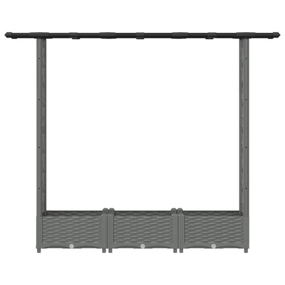 Cama Elevada Con Trellis Y Techo Gris Claro 164 X 40 X 121 Cm_3