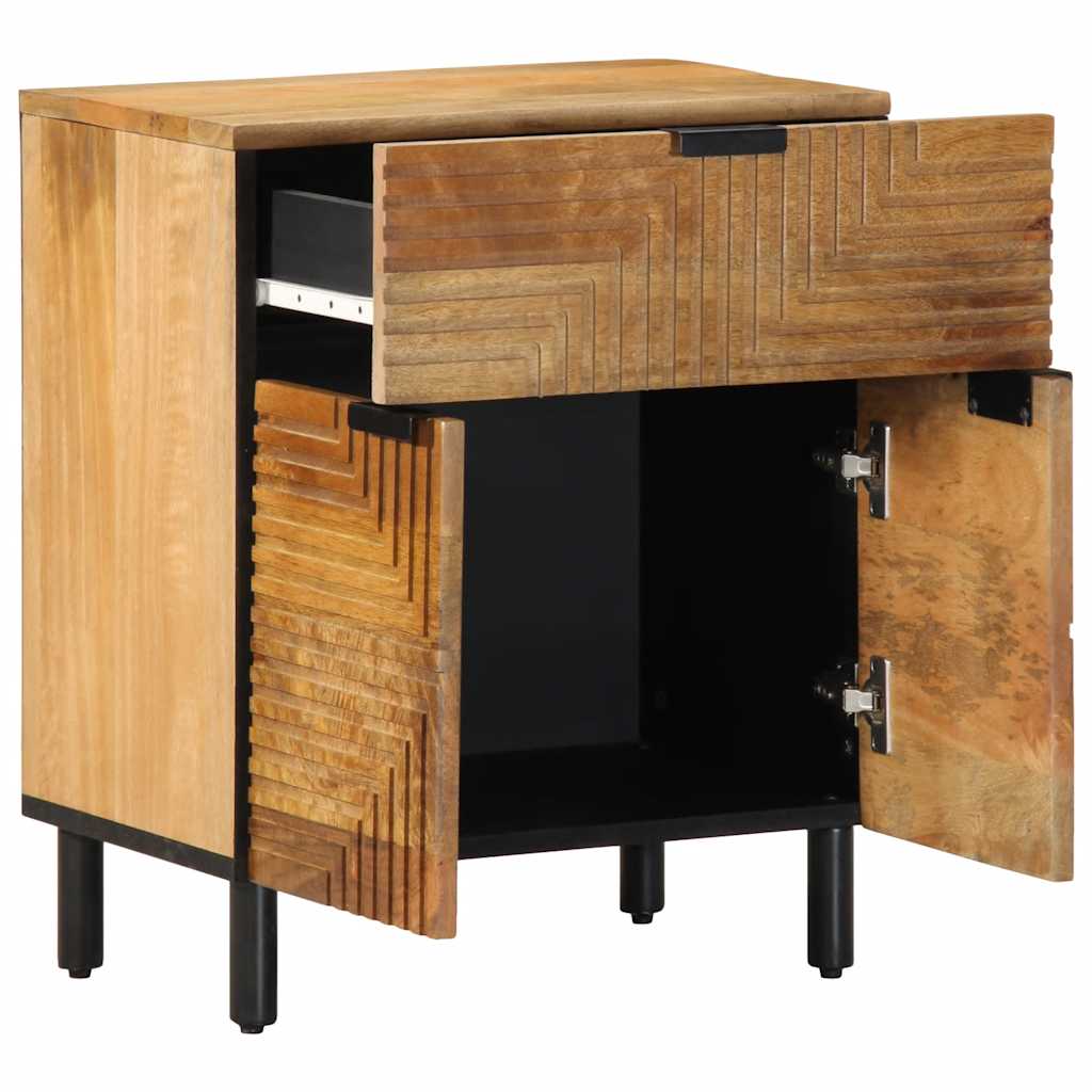 Mesita De Noche Madera Maciza De Mango 50x33x60 Cm Marrón_0