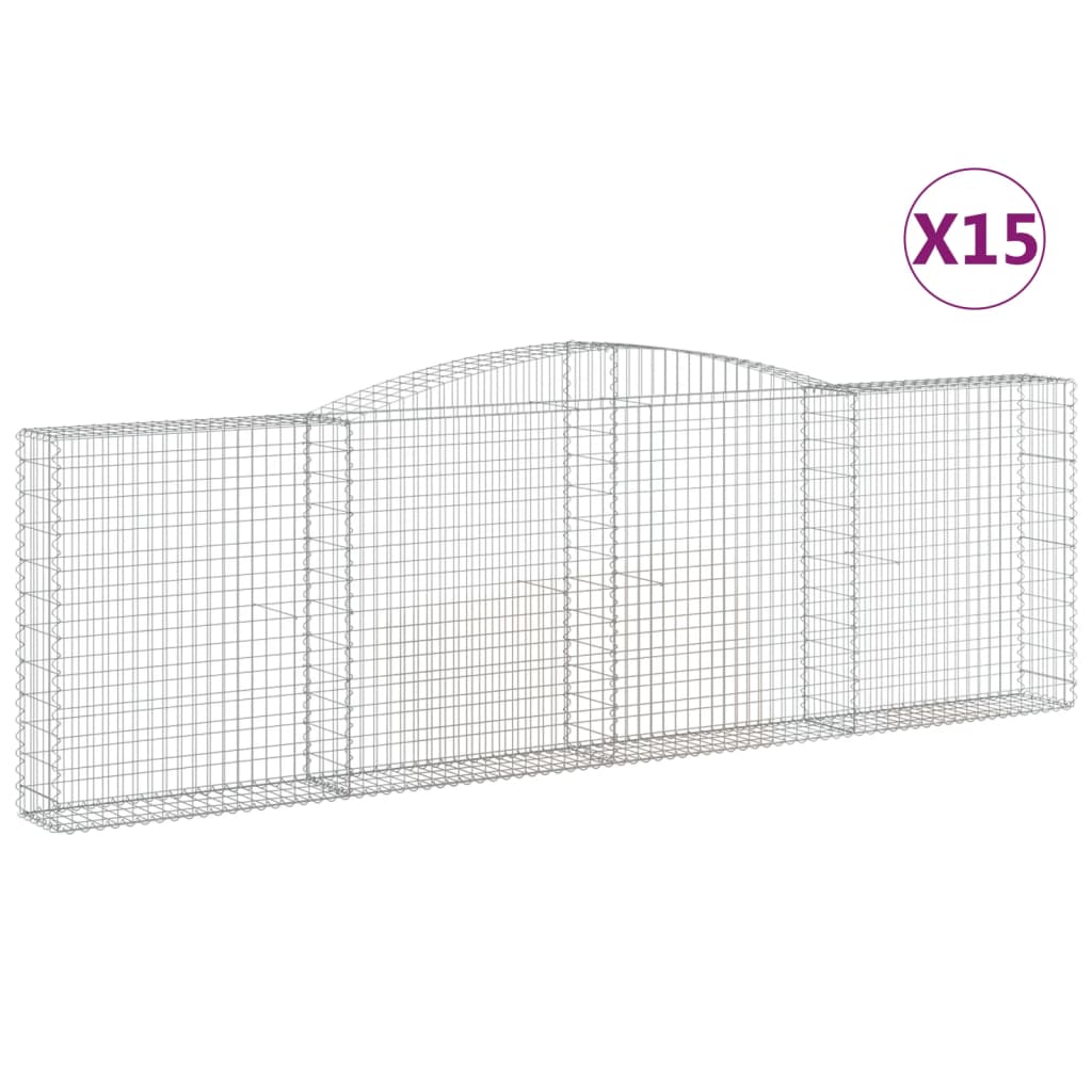 Cestas Gaviones 15 Uds Forma De Arco Hierro 400x30x120/140 Cm_0