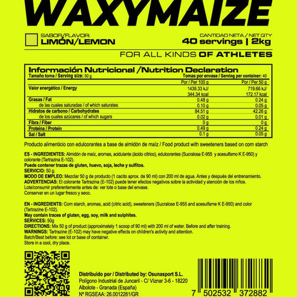 Waxymaize (amilopectina) - 2kg - Limon - Mejora El Rendimiento - Masmusculo_5