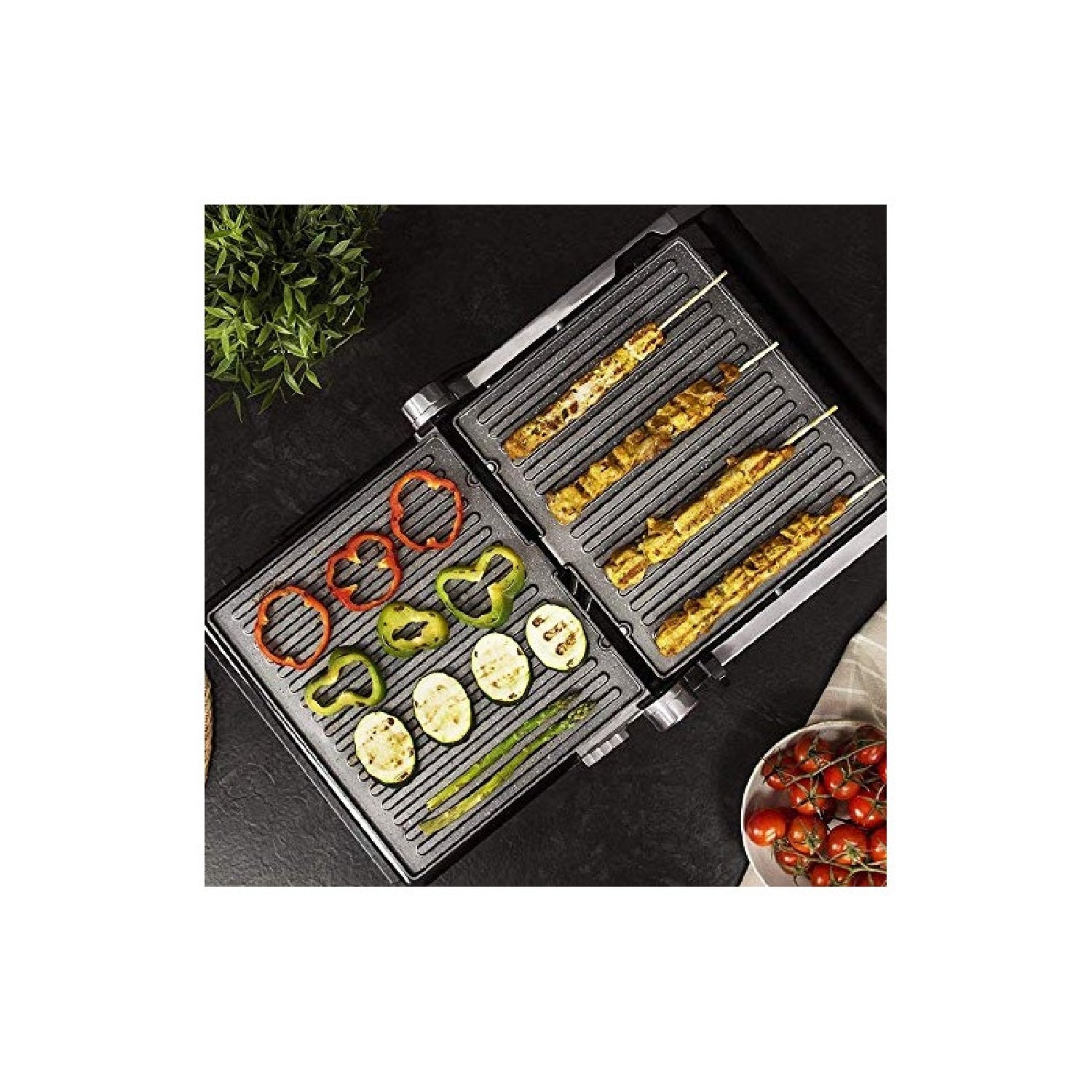 Parrilla Eléctrica Rock?ngrill Smart, 2000w De Potencia, Sistema De Ajuste De Tiempo Y Temperatura, Apertura 180º,placa Extraíbles Aptas Para Lavava_2