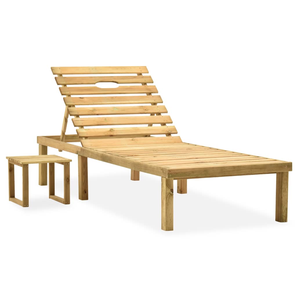 Tumbona De Jardín Con Mesa Y Cojín De Madera De Pino Impregnada_1